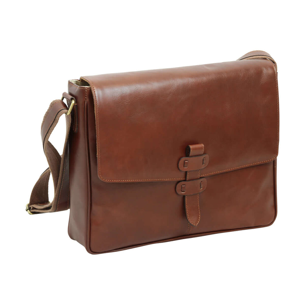 Messenger pelle marrone con tasca tablet, borsa in pelle di vitello pieno fiore con tasche e tracolla regolabile.