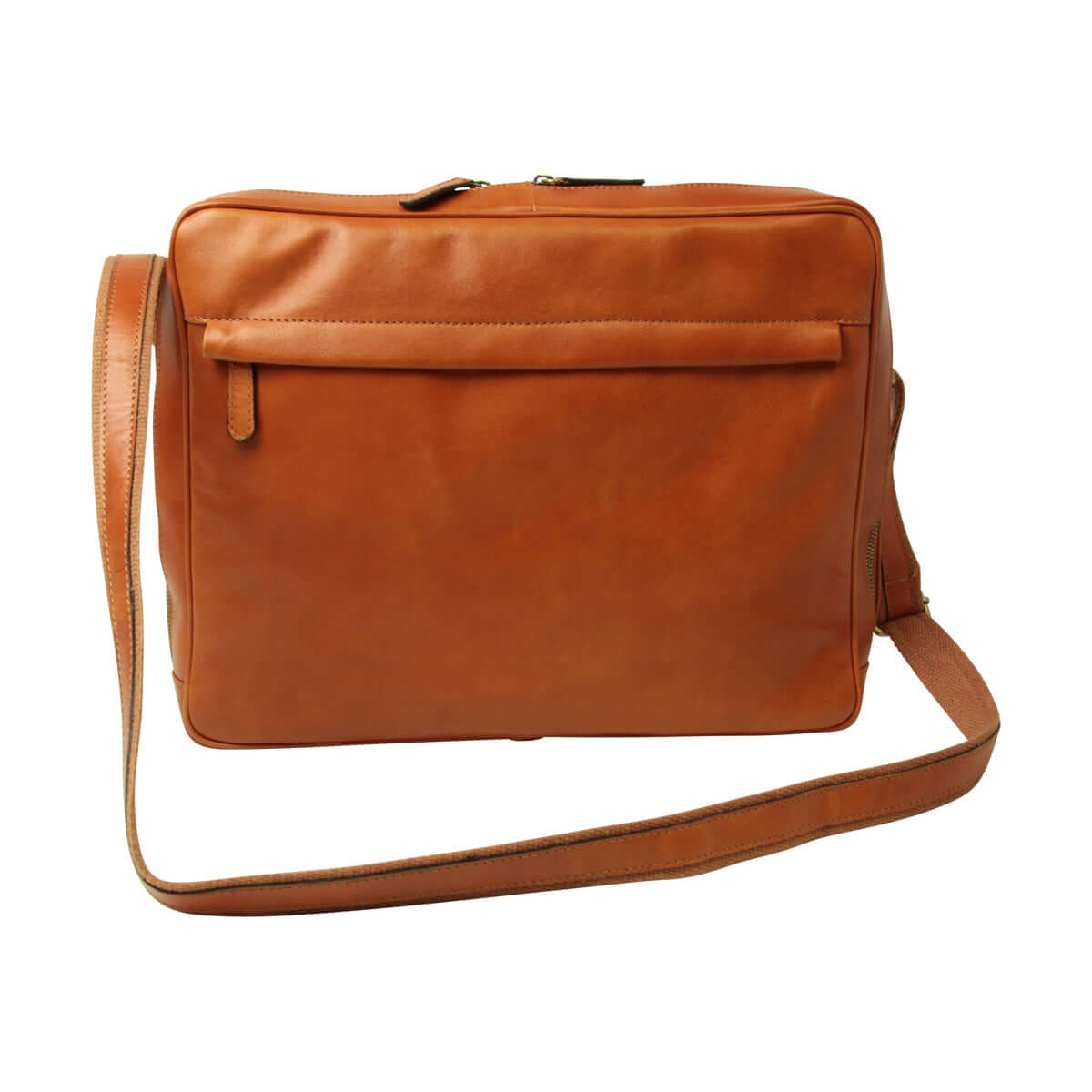 Messenger in vacchetta Marrone Coloniale, borsa in pelle marrone con tracolla regolabile e design artigianale.