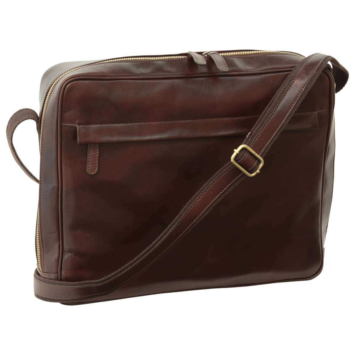 Vetrina Fiorentina -Messenger in vacchetta. Marrone Scuro-