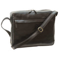Messenger in vacchetta unisex nero con tracolla regolabile in pelle e tasche esterne, misura 38x30x8 cm.