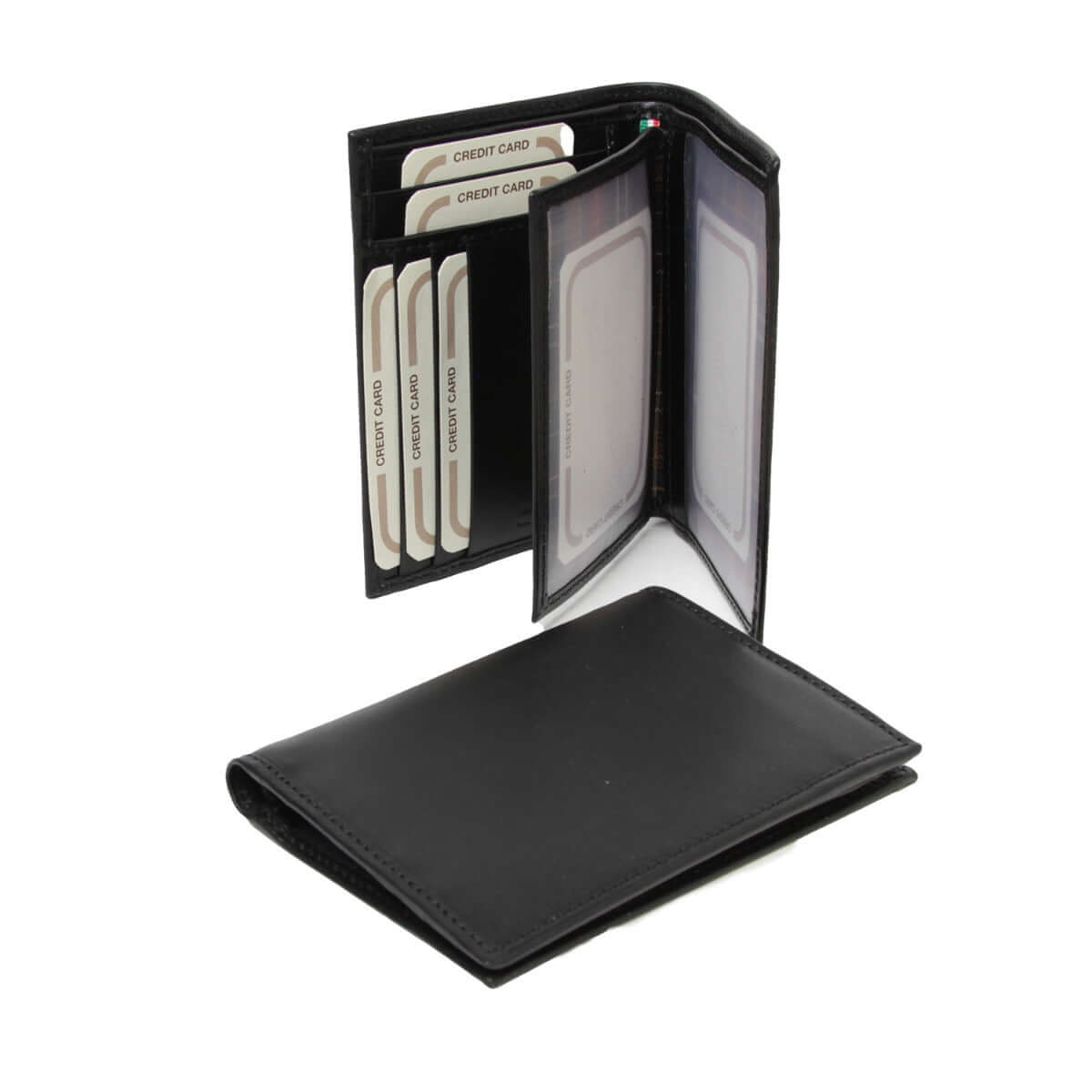 Vetrina Fiorentina -PORTACARTE IN PELLE CON TASCHE LUCE-NERO-