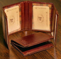 Porta carte in pelle testa di moro marrone con tasche interne e cuciture