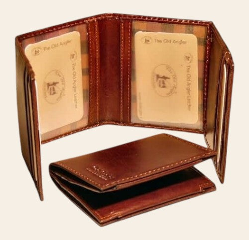 Porta carte in pelle testa di moro marrone con tasche interne e cuciture