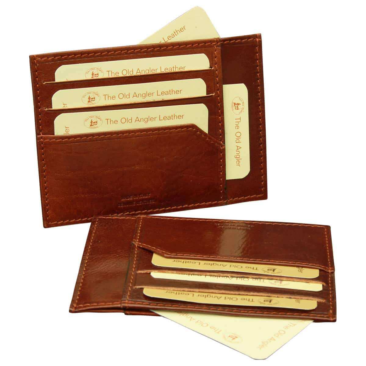Vetrina Fiorentina -Porta carte di credito in vera pelle. Marrone con RFID-