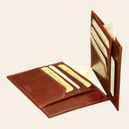 Porta carte in pelle marrone Old Angler RFID con scomparti visibili e sportellino