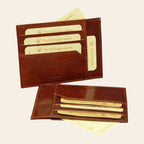 Porta carte in pelle marrone Old Angler con tasche interne e logo RFID