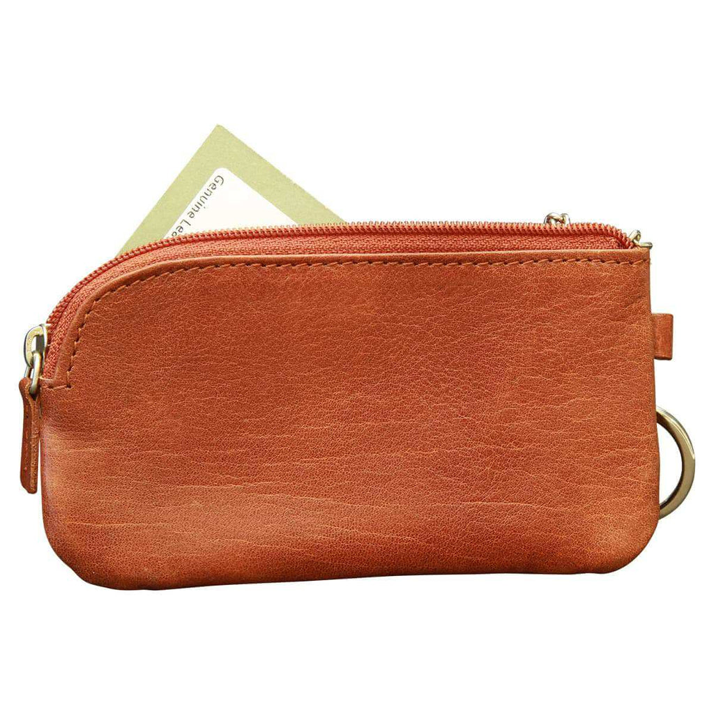 Vetrina Fiorentina -Portachiavi in vera pelle. Marrone-