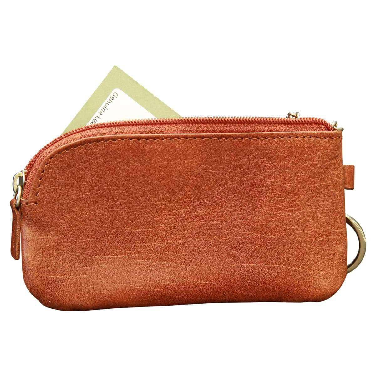 Vetrina Fiorentina -Portachiavi in vera pelle. Marrone-