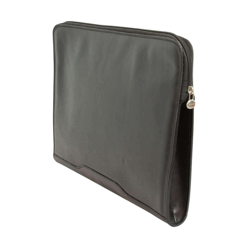 Portadocumenti Old Angler in pelle nero, vista laterale, zip in metallo