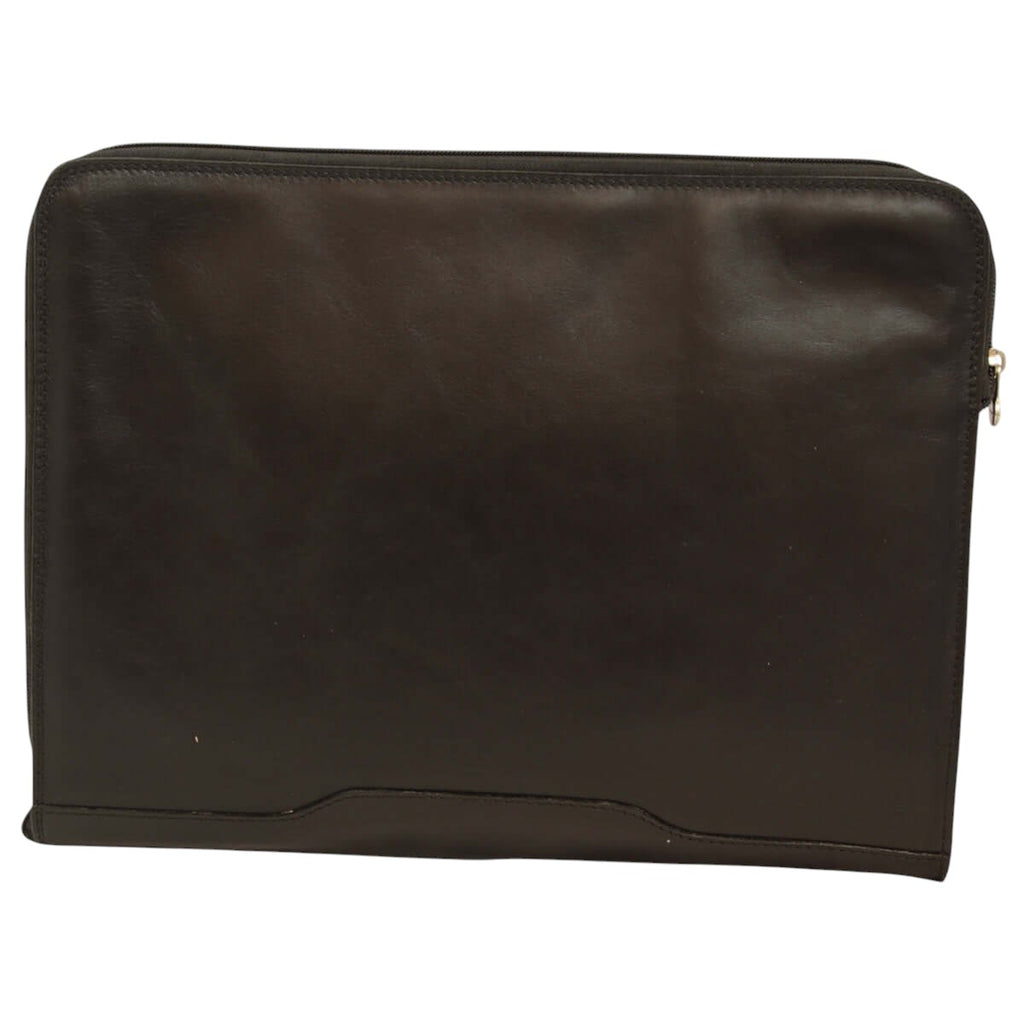 Portadocumenti Old Angler in pelle nero, chiusura con zip, pannello frontale