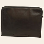 Portadocumenti Old Angler in pelle nero, chiusura con zip, pannello frontale
