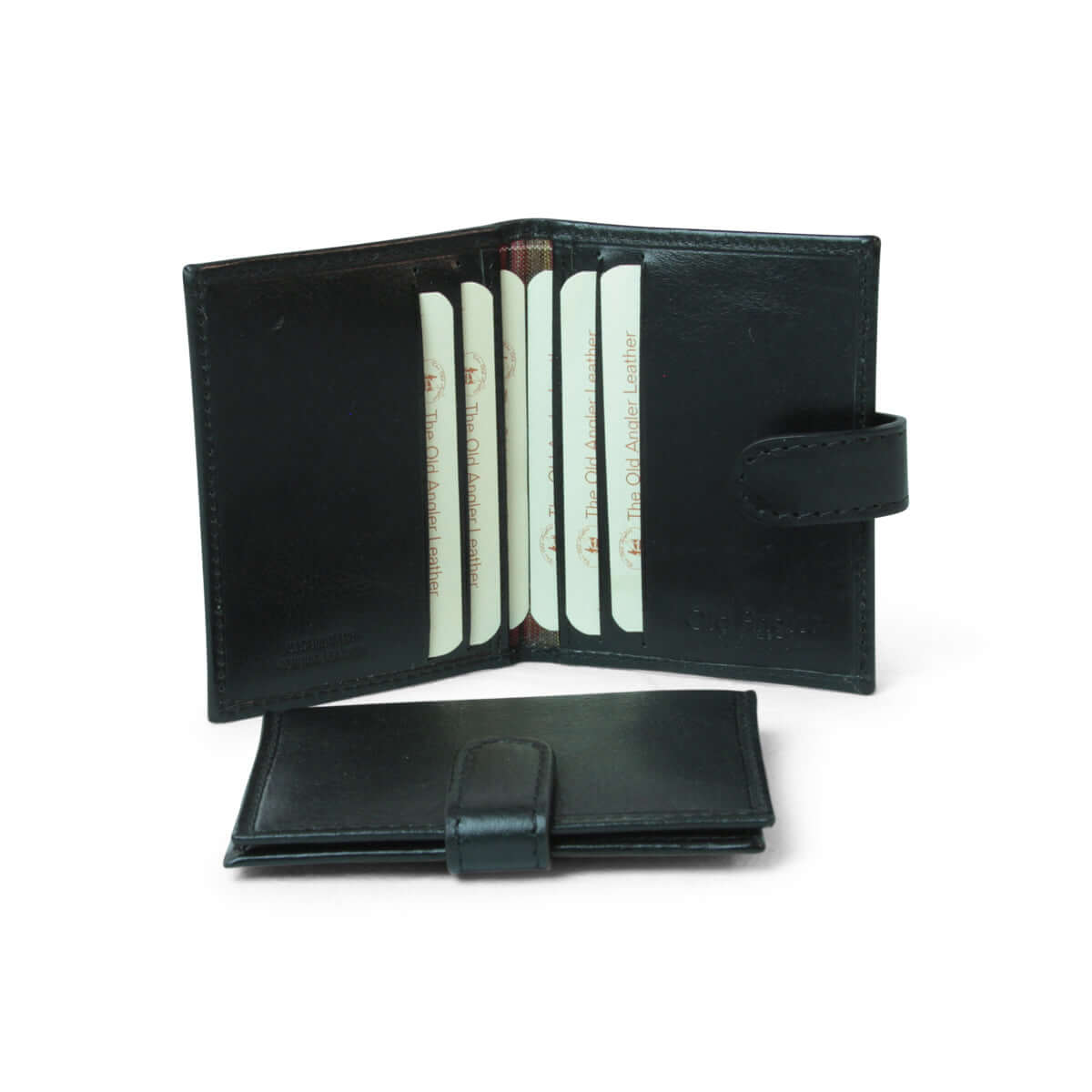 Portafoglio RFID chiusura a pressione nero con 6 taschini per carte di credito e schermo RFID