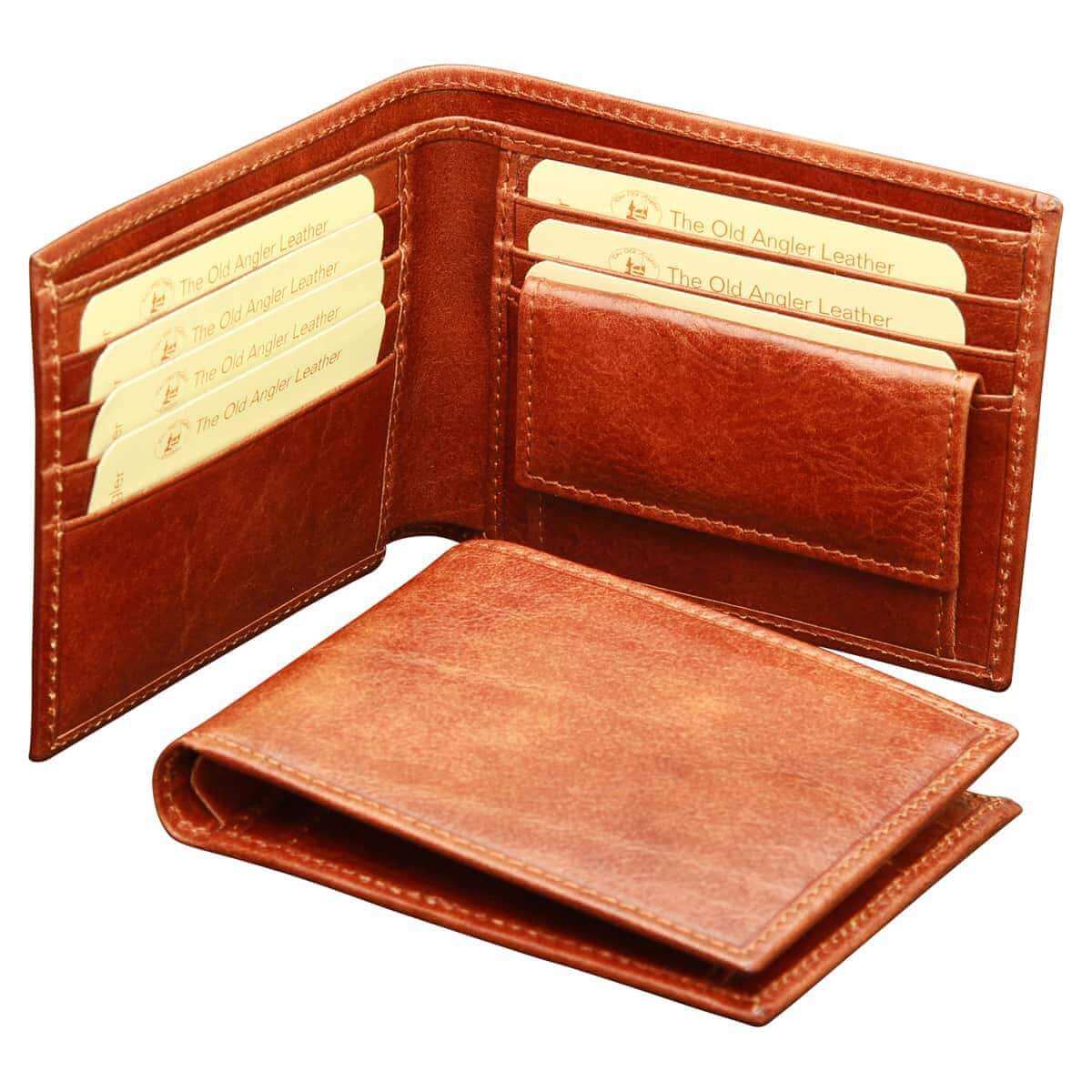 Vetrina Fiorentina -Portafoglio con porta monete in pelle. Marrone con RFID-