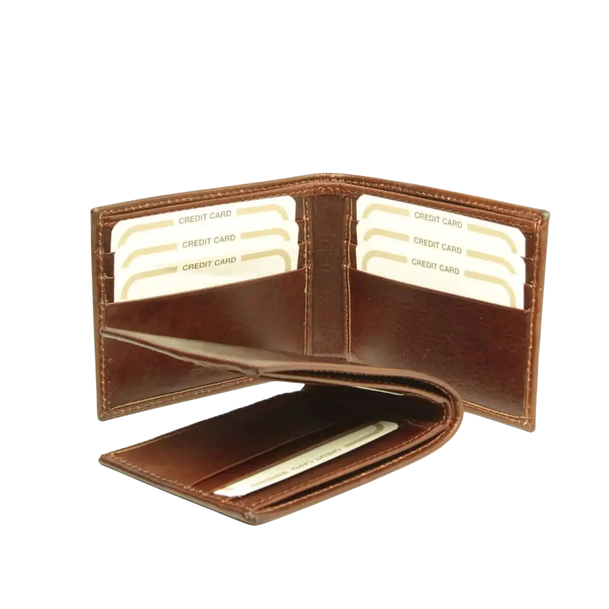 Portafoglio in pelle marrone con due scomparti e tasche per carte interne
