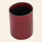Portapenne in pelle rossa Old Angler, cilindro con interno nero e bordo cucito