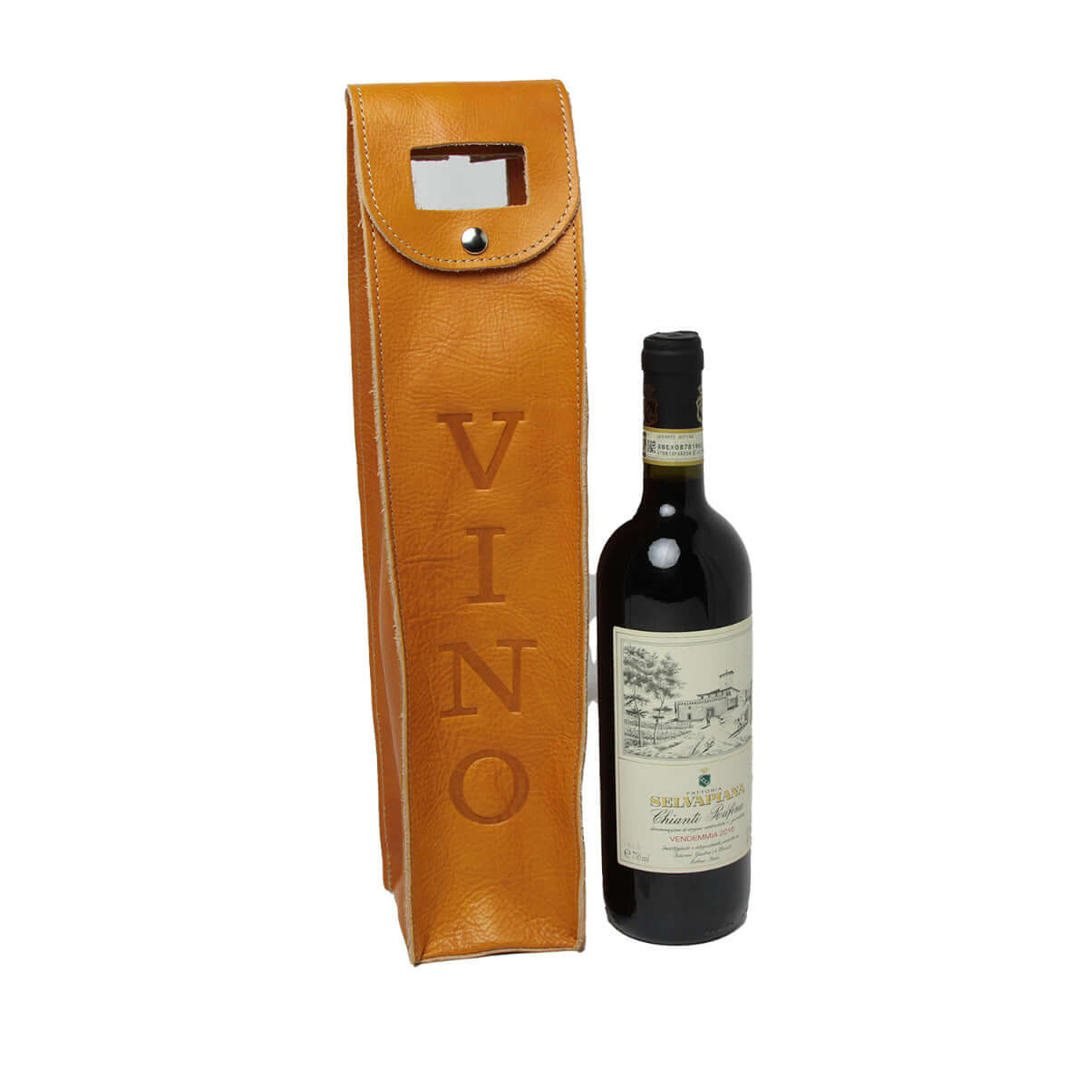 Vetrina Fiorentina -Portavino in pelle - giallo ocra-