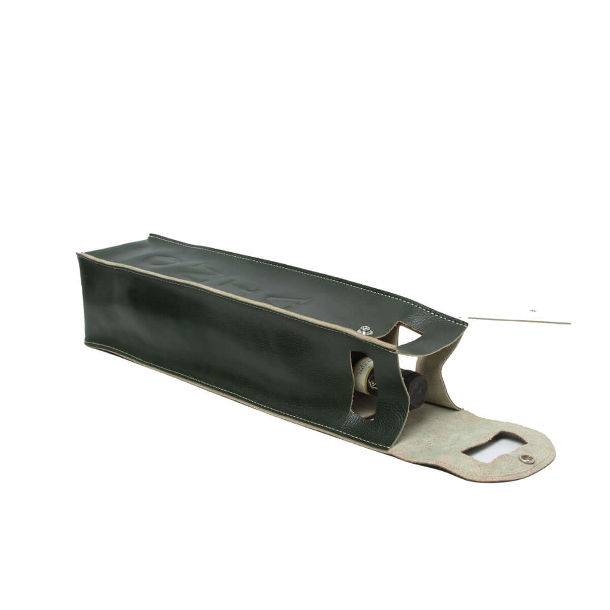 Portavino in pelle verde di alta qualità, elegante e resistente, perfetto per la praticità e lo stile.