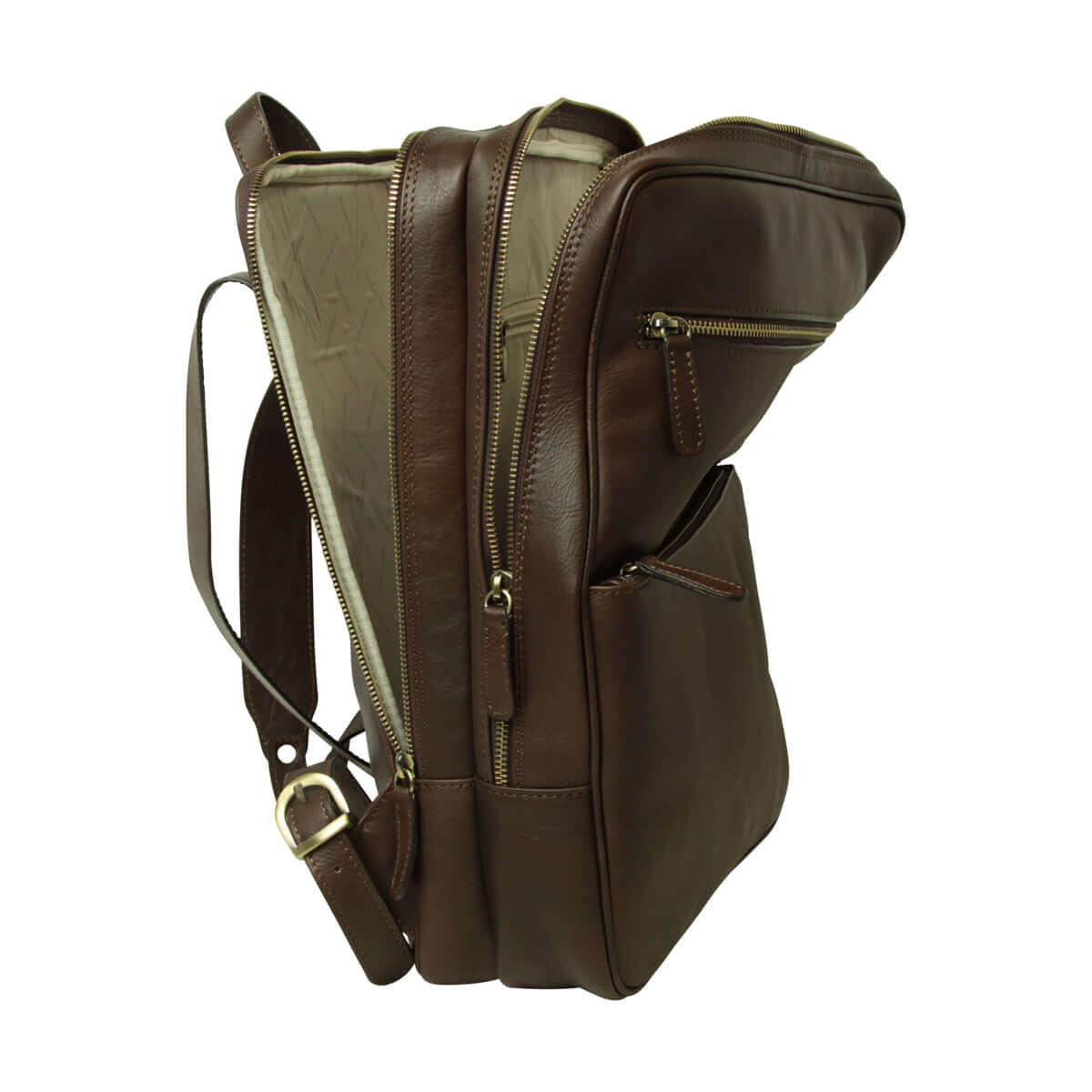 Vetrina Fiorentina -Zaino in pelle con fascia per trolley- Marrone scuro-