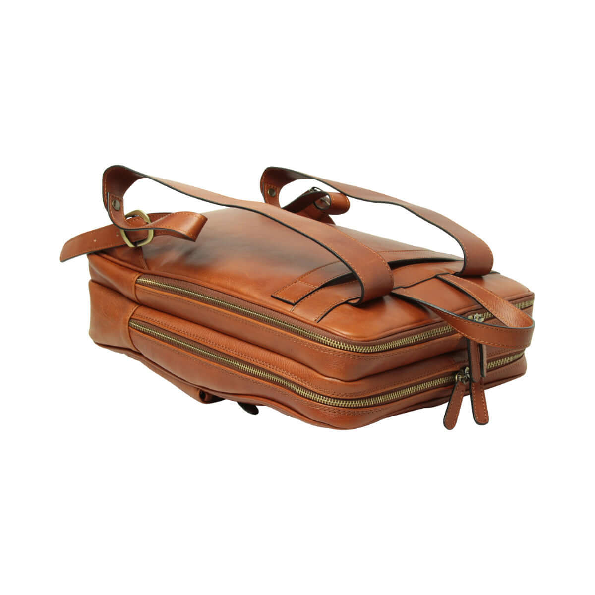 Vetrina Fiorentina -Zaino in pelle con fascia per trolley - teak-