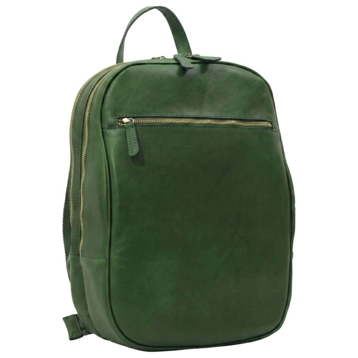 Vetrina Fiorentina -Zaino in pelle con tasca con zip frontale - Verde-