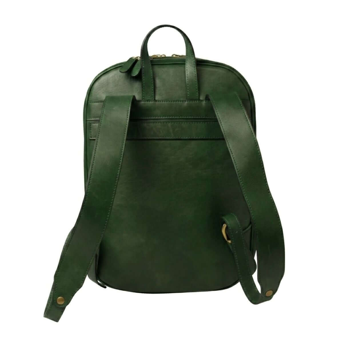 Vetrina Fiorentina -Zaino in pelle con tasca con zip frontale - Verde-