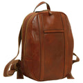 Zaino laptop vitello morbido marrone, con finiture in ottone e tracolle regolabili.