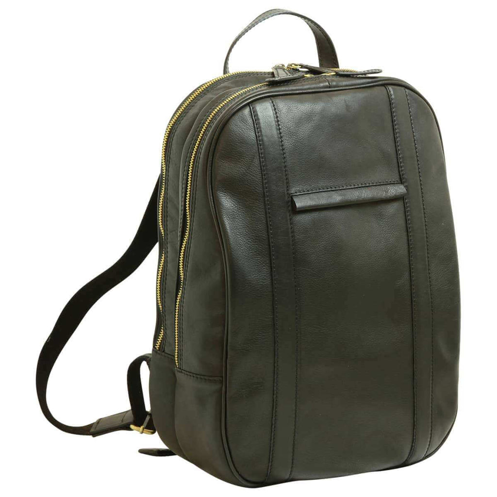 Zaino laptop pelle morbida con fascia trolley, elegante e funzionale, realizzato in vitello morbido di alta qualità.