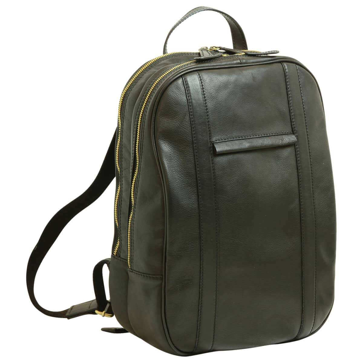 Zaino laptop pelle morbida con fascia trolley, elegante e funzionale, realizzato in vitello morbido di alta qualità.