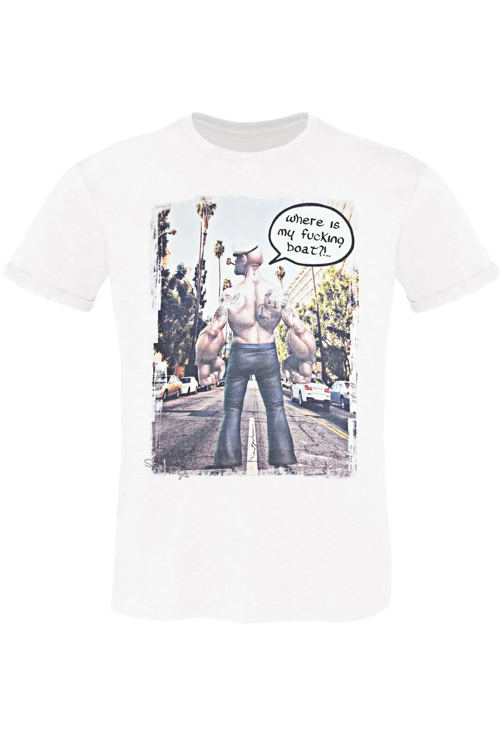 Where Is My Boat! T-shirt Uomo - Cotone Fiammato
