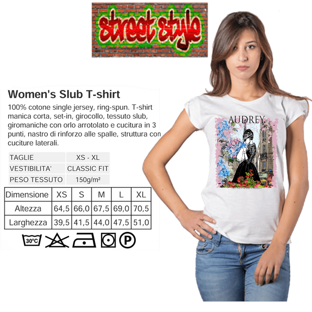 T-shirt Audrey Hepburn Donna Slub - Cotone Bio