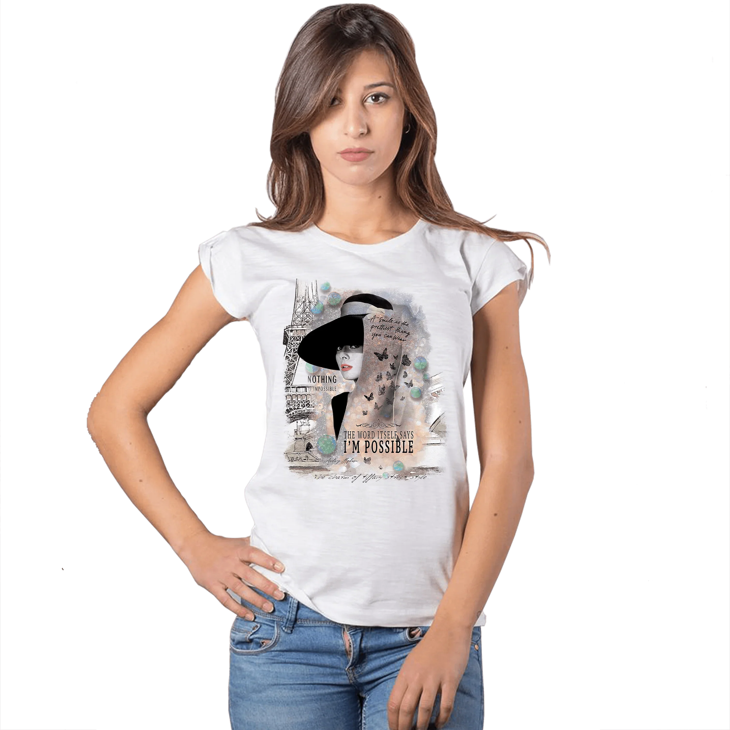 T-shirt Audrey Hepburn Donna Slub - Cotone Bio