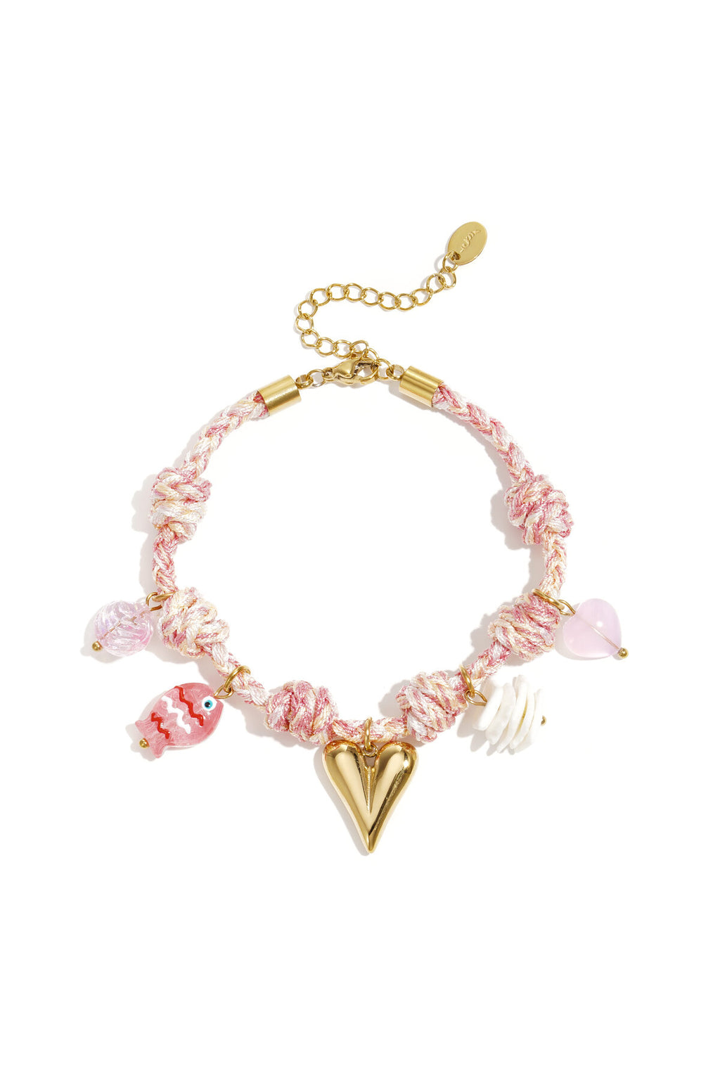 Braccialetti con ciondoli in corda, serie Heart Sweet Daily Romantic, gioielli da donna