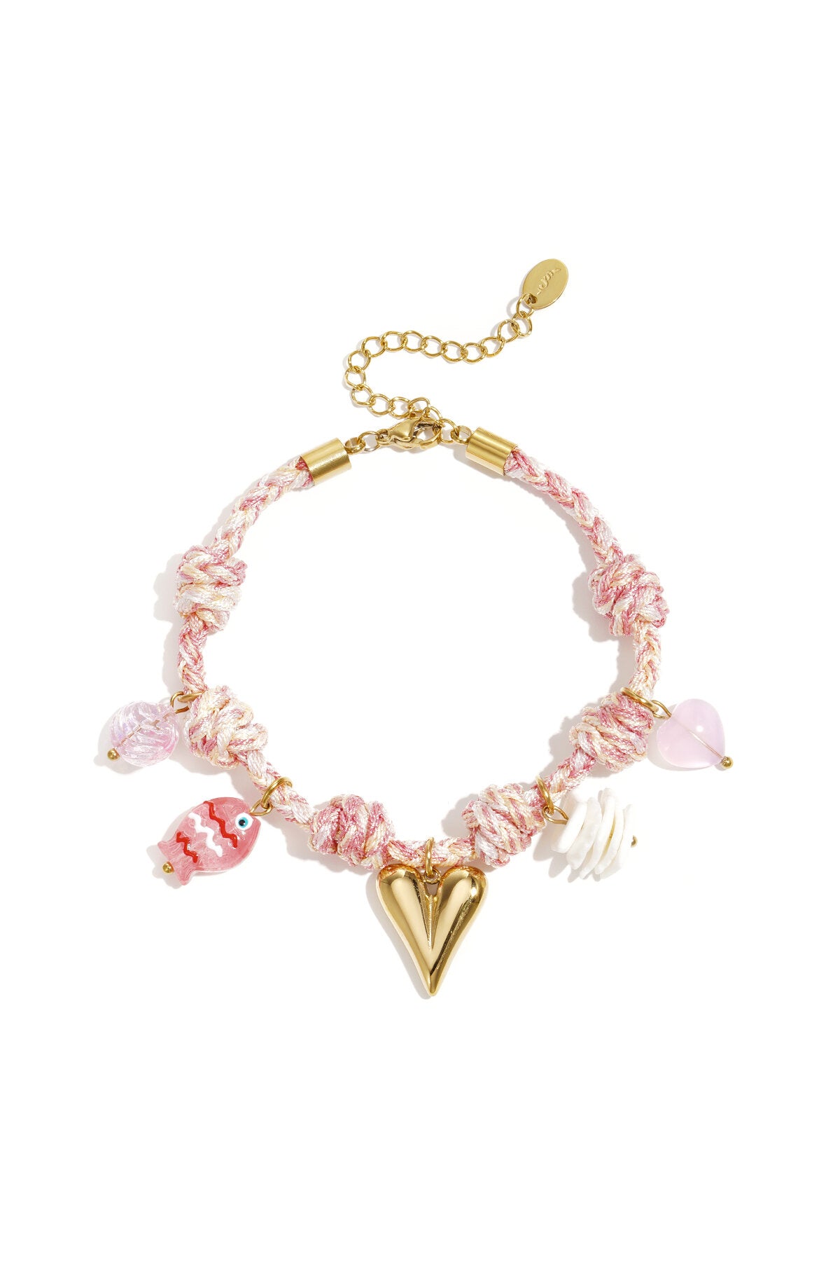 Braccialetti con ciondoli in corda, serie Heart Sweet Daily Romantic, gioielli da donna