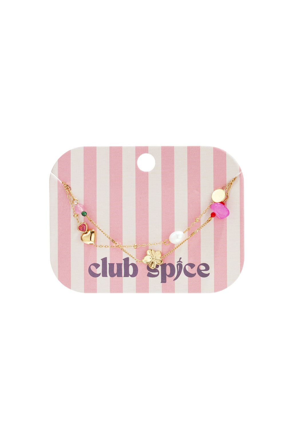 Braccialetto con ciondoli cuore fiore perla, design multistrato della marca Club Spice, per donne.