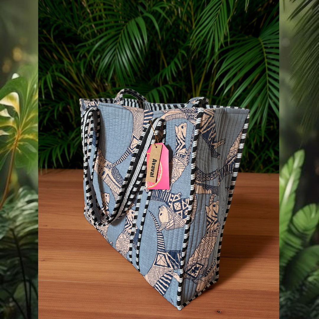 Tote Bag Gatto Kitty Celeste | Borsa in Cotone 100%