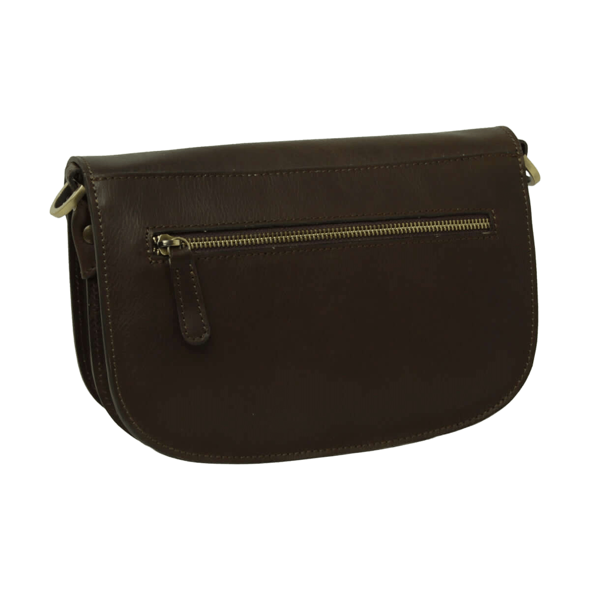 Borsa a tracolla marrone scuro con tasca frontale a zip
