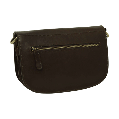 Borsa a tracolla marrone scuro con tasca frontale a zip
