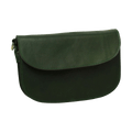 Borsa a tracolla verde in pelle con patta arrotondata e chiusura laterale