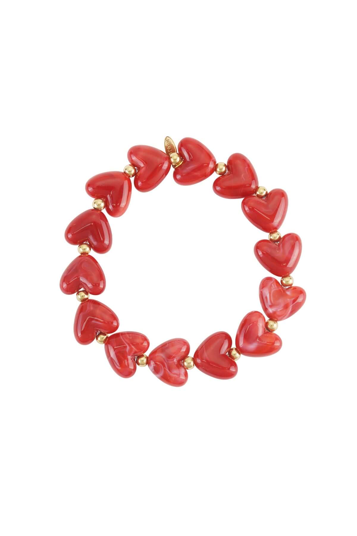 Bracciale Perline a Cuore in Acrilico