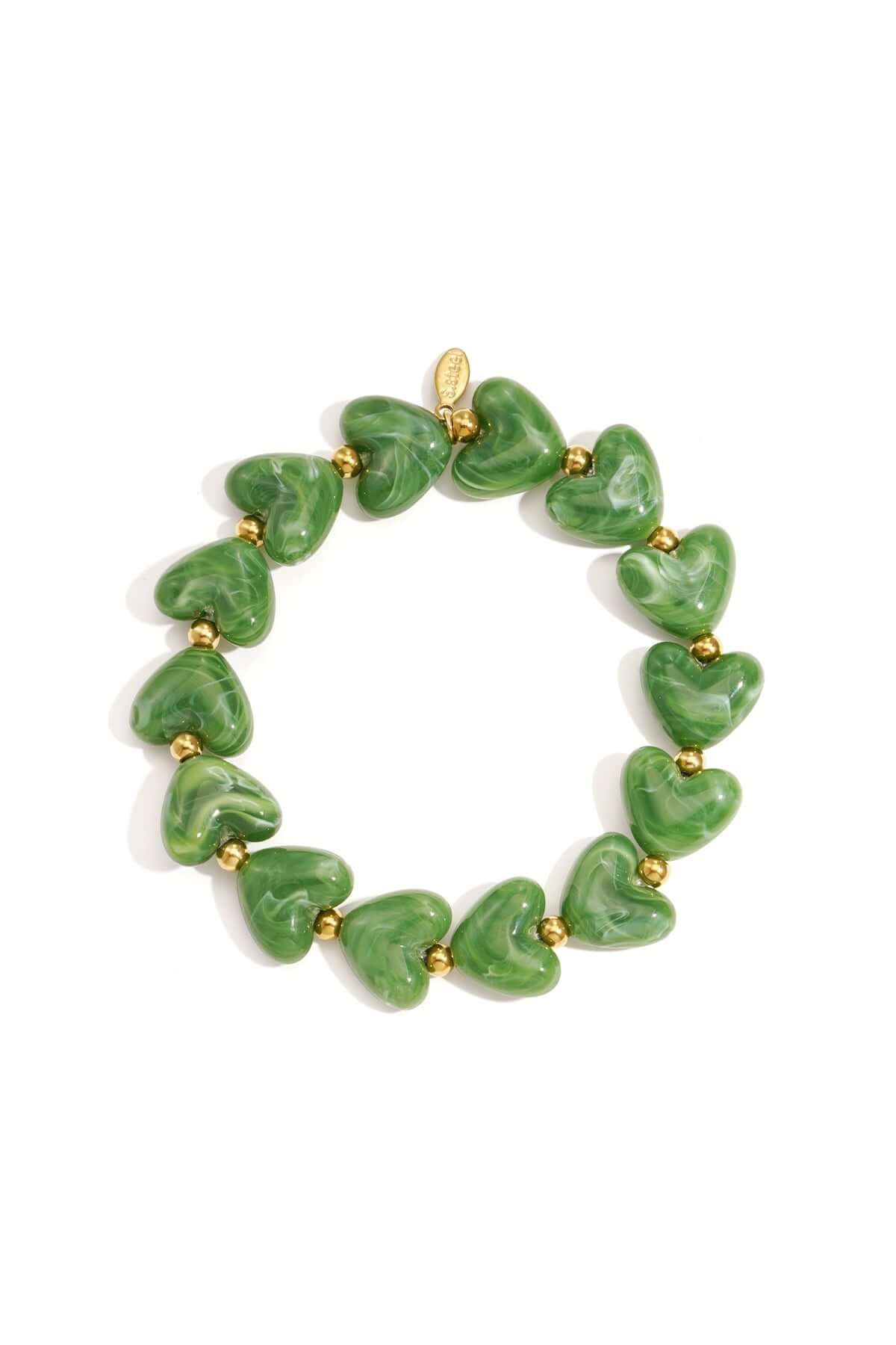 Bracciale Perline a Cuore in Acrilico