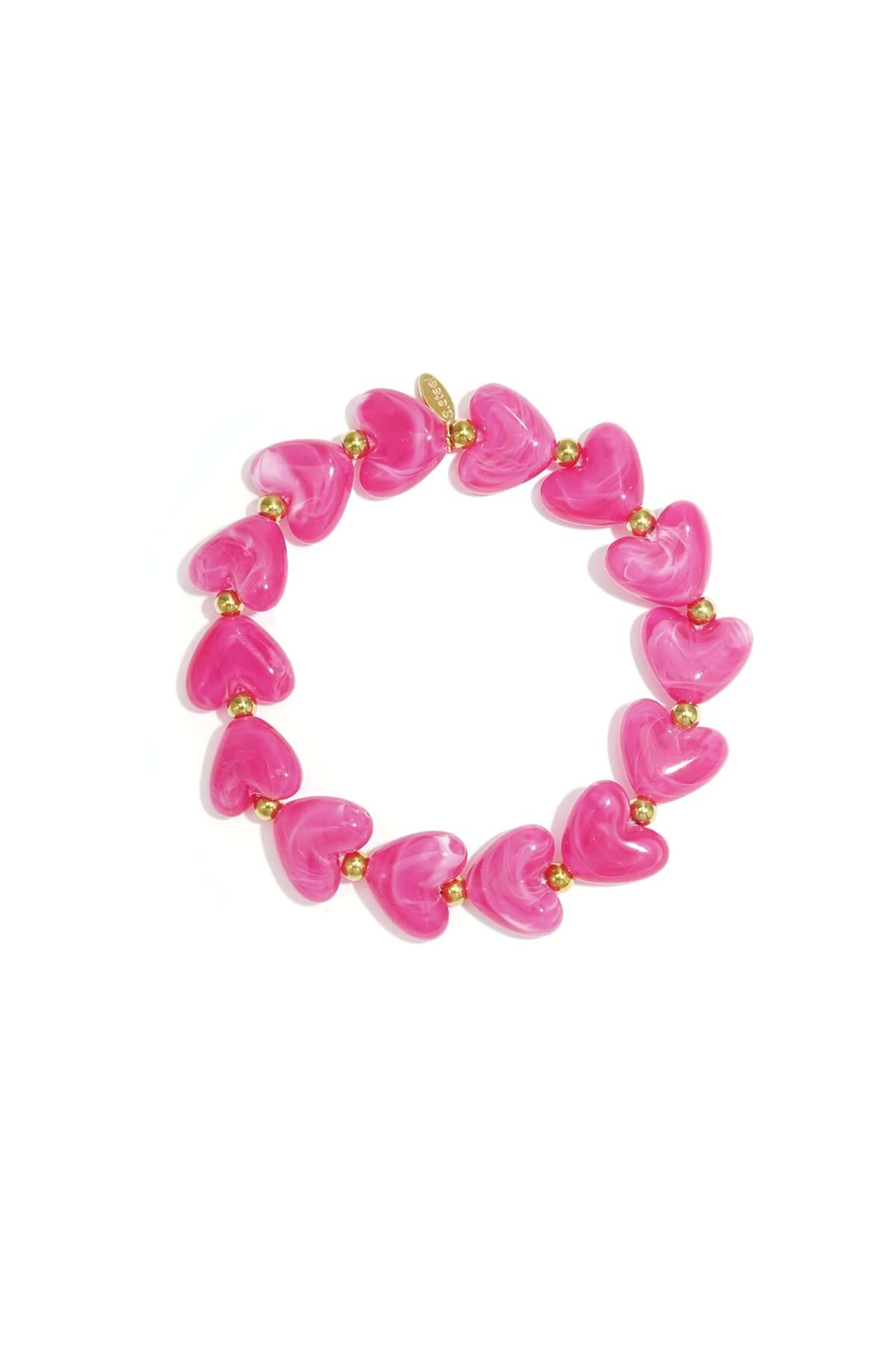 Bracciale Perline a Cuore in Acrilico
