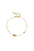 Braccialetto con cuori e pietre colorate, realizzato in acciaio inossidabile con dettagli in strass.