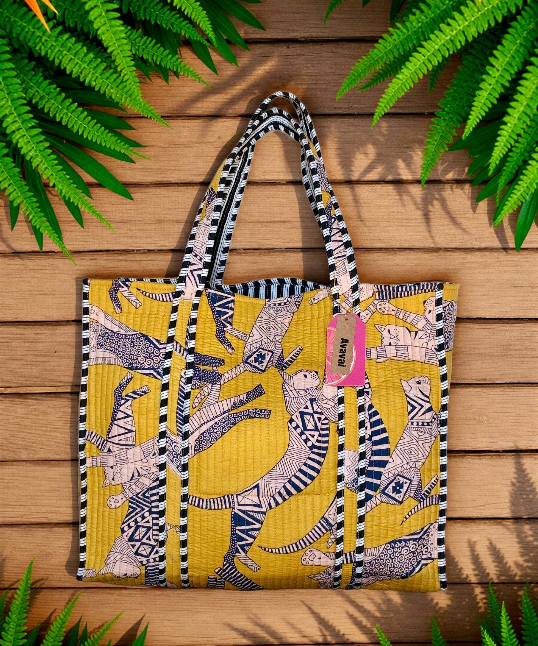 Tote Bag Gatto Kitty Gialla | Borsa in Cotone 100%