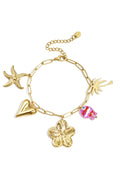 Braccialetti con ciondoli in acciaio inossidabile a forma di cuore, casual, per vacanze/spiaggia, semplici, gioielli da donna
