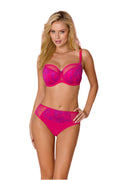 Culotte modellante donna rosa fucsia, vita alta, pizzo e fascia in tinta