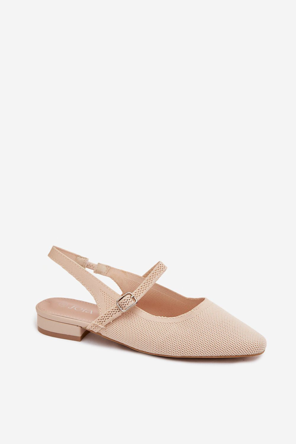 Sandali donna beige a punta con cinturino sottile e tacco basso