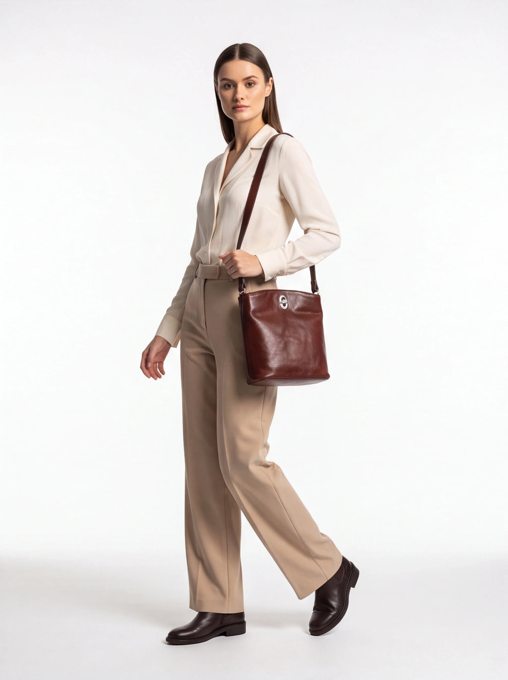 Leather bucket bag - Mahogany