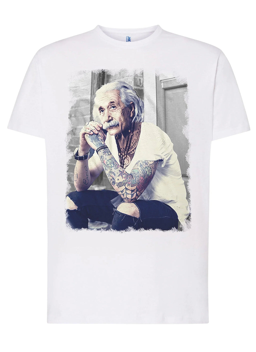 T-Shirt Einstein Genius Tatuato - Cotone Fiammato Unisex