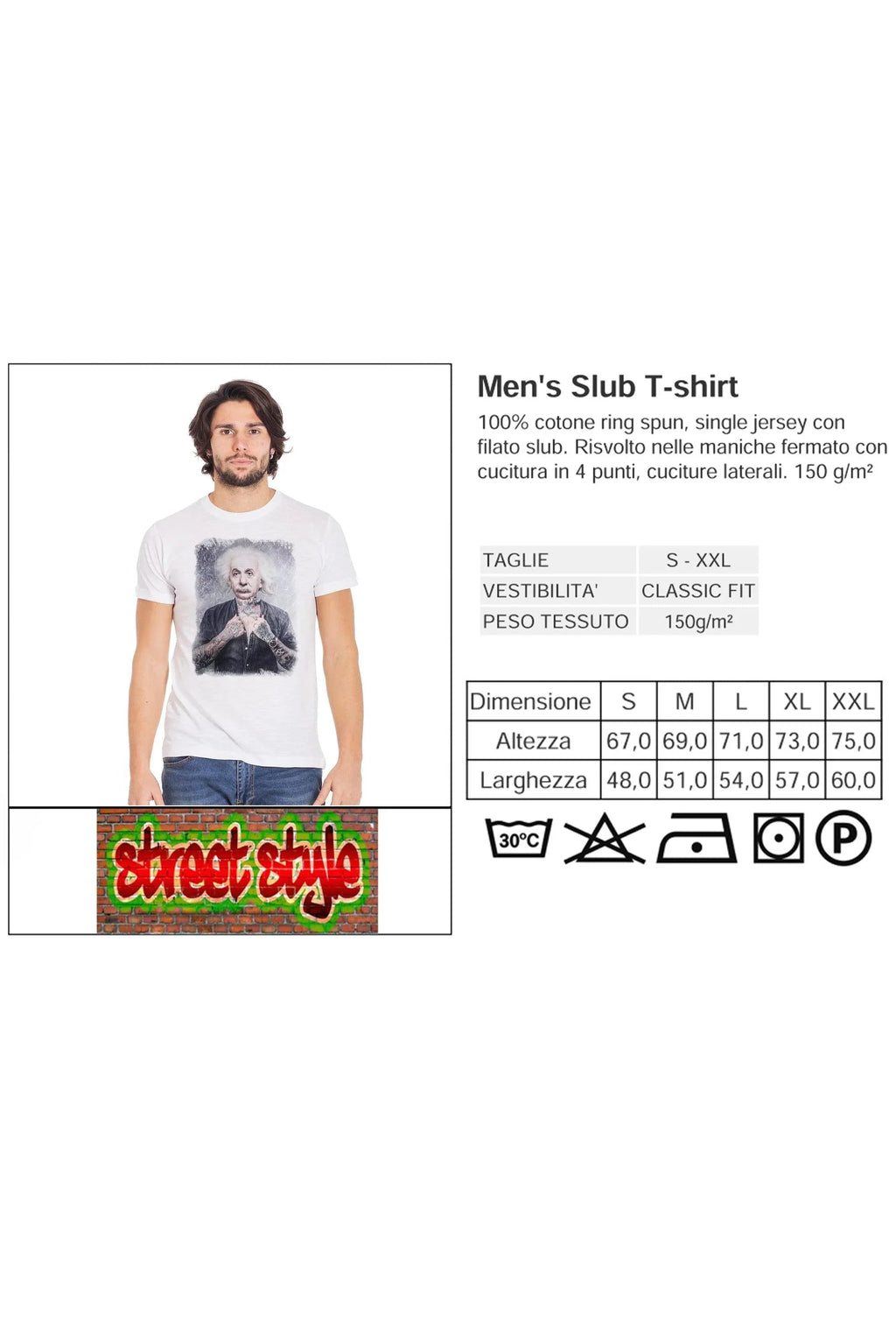 T-Shirt Einstein Sexy Art - Cotone Biologico Slub Uomo