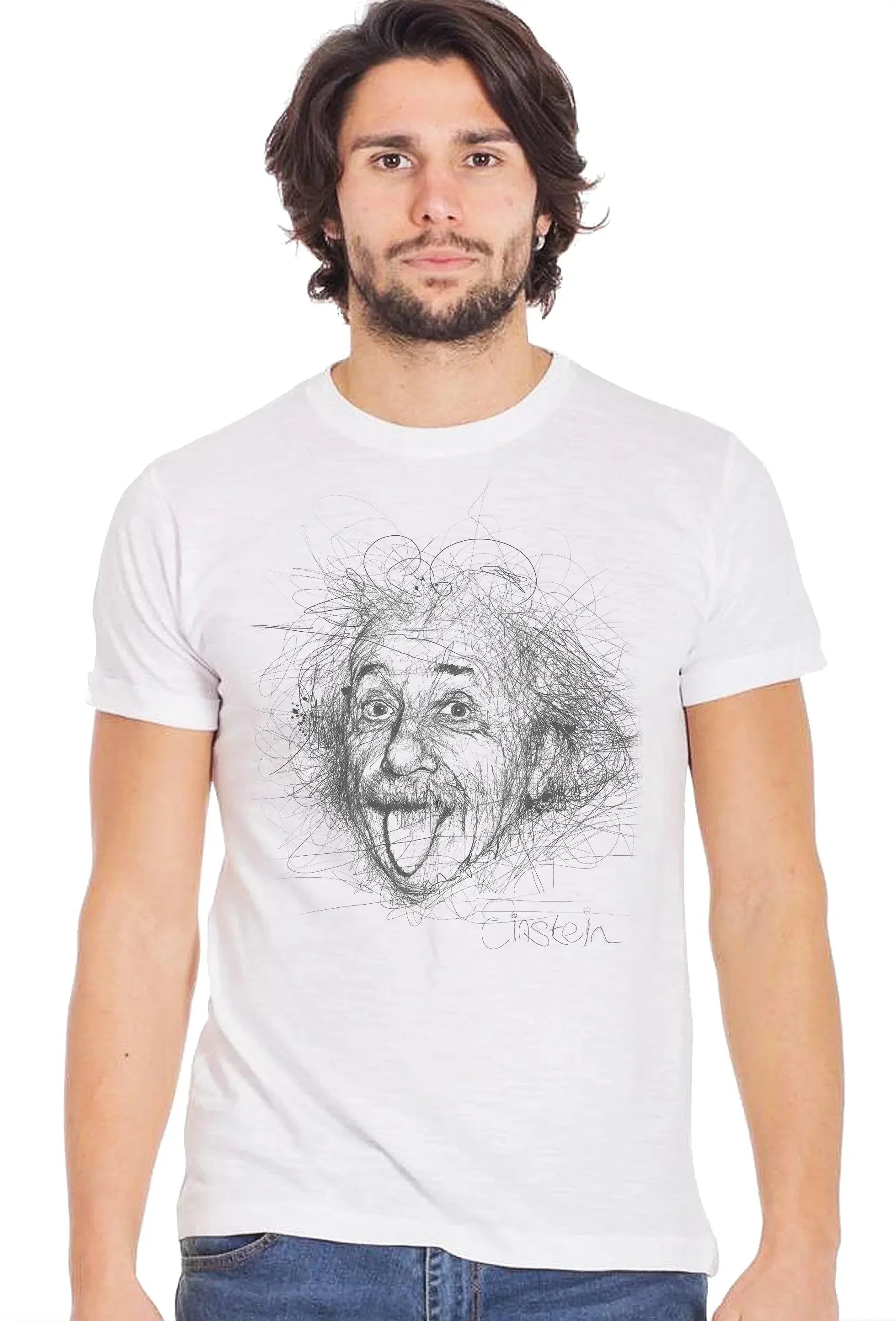 T-Shirt Einstein Tatuato Uomo - Cotone Biologico Fiammato